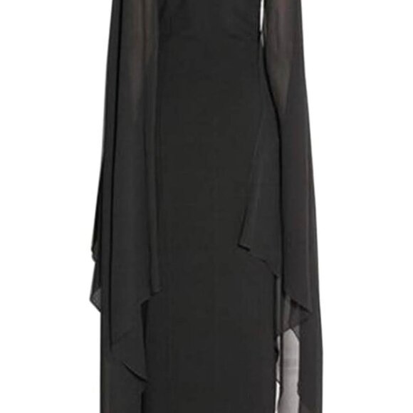 Black - Floor Length Sleeve Dress - Picture 4 of 4